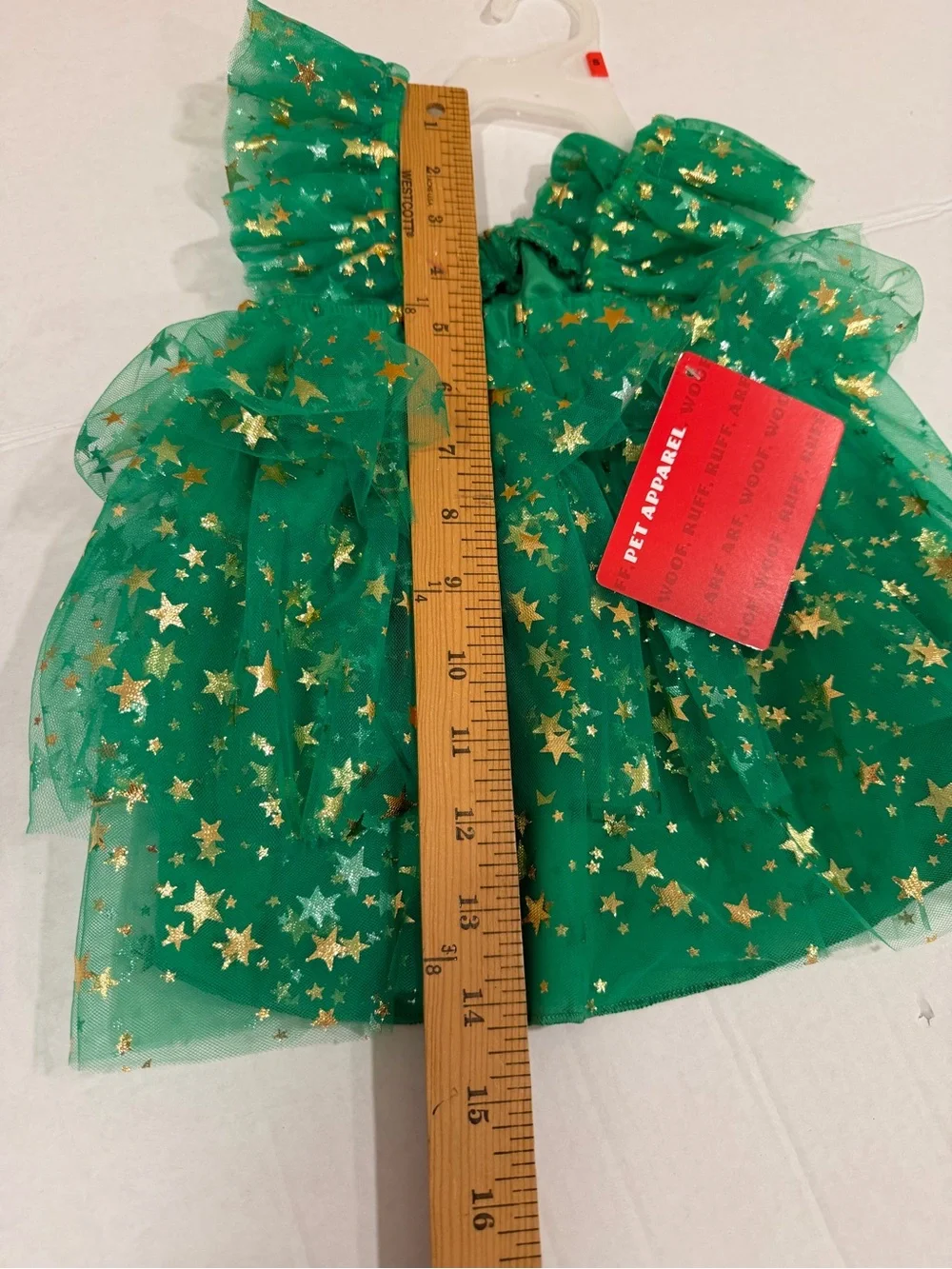 NWT Pet Apparel Size Small Emerald Green Star Tulle Dog Dress with Gold Accents
